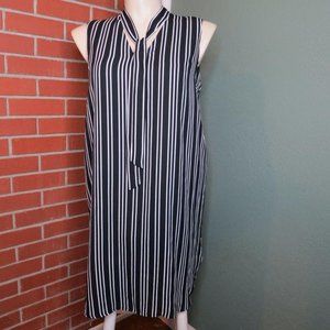 Sz Large WhoWhatWear Cabana Stripe Tie-Neck Dress